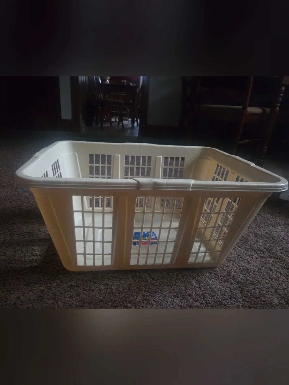Vintage Mid-Century Modern Rubbermaid White Rectangle Laundry Basket - Deadstock
